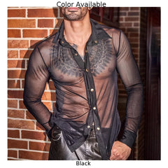 HEARUJOY - Black Sexy Club Wear For Men Sexy Nightclub Shirt 45cm Mens Shirt 95 Polyamide Sleeve 60cm Solid Pattern 5 Spandex Average Size