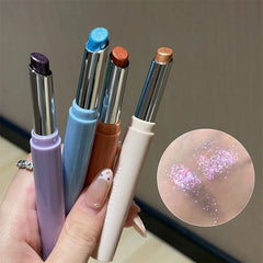 YICKYUE - Punk Purple Glitter Eyeshadow Stick Pearlescent Highlight Shadow Stick Waterproof Lasting Shimmer Metallic Eyeshadow Makeup