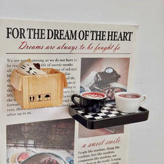 YICKYUE - Coffee Shop Carton Lazy Cat Fridge Magnets Chessboard Tray Miniature Bread Latte Cup Home Decoration Light Sign Simulation Gifts
