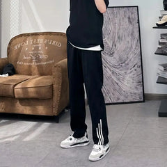 Hearujoy Autumn New Fashion Simple High End Versatile Casual Pants Men Solid Elastic Waist Drawstring Pocket Sports Cotton Trousers