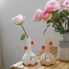 YICKYUE - Cute Cartoon Ceramic Hydroponic Planter, Mini Flower Pot, Dried Flower Vase, Creative Desktop Decor & Gift for Living Room