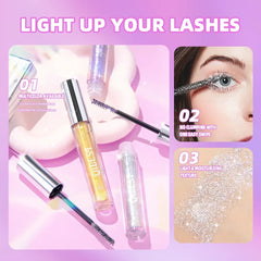 YICKYUE - Sliver Gold Purple Diamond Glitter Mascara Quick Dry Long Lasting Waterproof Curling Thick Shiny Eyelash Sexy Mascara Makeup