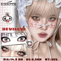 YICKYUE - 1 Pair Red Halloween Contact Lenses White Cosplay Pupils Soft Colored Contact Lenses Black Anime Lenses Yearly Use Lens