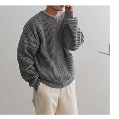 Hearujoy Autumn Korean Elegant Pocket Sweater Jacket High Street Casual Solid Color Zipper Knitted Cardigan Men Simple Zipper Cardigan