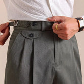HEARUJOY - Italian Style Imitation Linen Naples Trousers Men's Double Pleated Gentleman Casual Business Men's Suit Pants Mens Formal Pants