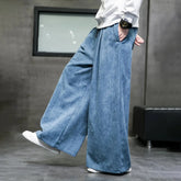 Hearujoy 2024 Solid Color Men's Wide Leg Pants Oversized Vintage Men Clothing Loose Corduroy Casual Pants Male Japanese Harajuku Trousers
