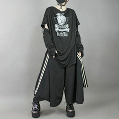 Hearujoy 2024 Fashion Vintage Graphic Tshirts Contrast Aesthetic Y2k Tops Men's Detachable Long Sleeve Harajuku Streetwear Tee Shirts