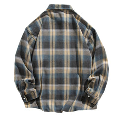 HEARUJOY - Mens Loose And Handsome Plaid Long Sleeved Shirt Plus Size Fashionable Casual Fashion Wrinkle-Free Formal Dress Men'S Shirt