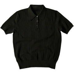 HEARUJOY - Men's Clothing Leisure Light Luxury Polo Shirt Korean Hollow Out Button-down Solid Color Short Sleeve Tees for Men Breathable
