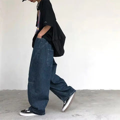 Hearujoy New Streetwear Patchwork Jeans Cargo Pants Loose Plus Size Wide Leg Pants Harajuku Casual Denim Pants Men Clothing Y2K