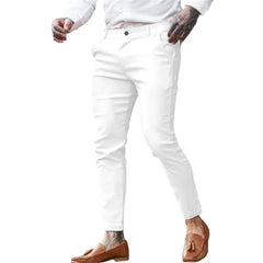 HEARUJOY - Men's Twill Cotton Stretch Fashion Youth Street Slim Pencil Skinny Pants