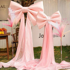 YICKYUE - 1pc Giant Pink Bow Party Decoration, Elegant Festival Event Decoration Polyester Pendant Suitable for Weddings and Celebrations