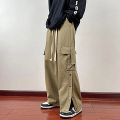 Hearujoy New Men's 100% Cotton Big Pocket Cargo Pants Street Baggy Loose Casual Large Size Stretch Jogging Straight Trousers 3XL 4XL
