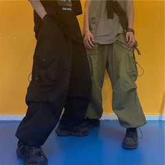 Hearujoy Techwear Cargo Pants for Men Black Trousers Male Jogging Korean Casual Japanese Streetwear Hip Hop Safari Style Pocket