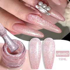 YICKYUE - 15ml Glitter Nail Gel Polish Pink White Soak Off UV LED Gel Varnish Manicure Nail Supplies DIY Nail Art Design