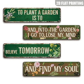 YICKYUE - 2D Flat, 4pcs Vintage Garden Quote Metal Tin Signs,Retro Floral Rustic Wall Decor, Inspirational Gardening Art Plaques For Patio