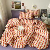 YICKYUE - 1.5/1.8M Geometric Stripe Bedding Set Japanese Skin-Friendly Bedclothes for Four Seasons Soft Colorfast Bedroom Decor for Adults