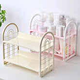 YICKYUE - 1pc Double Layer Multi-Functional Plastic Desktop Organizer Shelf for Cosmetics, Bedroom, and Dormitory Accessories