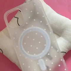 YICKYUE - Simplicity White Stars for Magnetic Wireless Charging Phone Case for iPhone 17 16 11 12 13 14 15 Pro Max Plus 17air 16e Cover