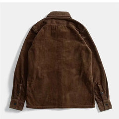 HEARUJOY - American Retro Heavyweight Corduroy Shirt Men's Loose Workwear New Thick Long Sleeved Shirt Jacket Men