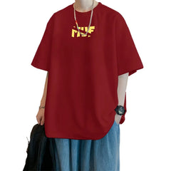 YICKYUE - Men's T shirts Cotton 4XL Big Size Black Mens Summer Wear Oversized T-Shirt Letter Print Casual Tee Shirts Male Clothes Funny
