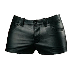 HEARUJOY - Men's Sexy Slim PU Leather Shorts Fitness Sports Punk Style Shorts (without Belt) S-5XL