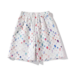 Hearujoy 2024 Summer New Plaid Checked Oversize Shorts Men Black/White Soft Comfortable Drawstring Shorts Plus Size 5XL-M Jogger Clothing