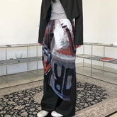 Hearujoy High Street Retro Abstract Oil Painting Tie-Dye Printed Skirt Men's Summer Tide Brand Niche Slit Design Irregular Neutral Skirt
