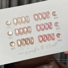 YICKYUE - Spring Sparkling Nude Pink Cat Eye Gel Polish Golden Shimmer Glass Bead Effect Special for Lovers Cat Eye Nail Art