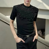 HEARUJOY - Y2k Diamond-Studded Slim Casual T-Shirt Genderless Streetwear Fashion Niche All-Match Youth Short-Sleeved Top Unisex