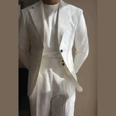 HEARUJOY - High Quality Linen Blend Business Dress Suit Wedding Suit Men Versatile Casual Office Party Prom Costume Homme Men Tuxedo Suit