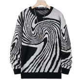 HEARUJOY - Men Jacquard Pattern Sweaters Knitted Tops Long Sleeve Round Pullover Thicken Warm Knitwear Autumn Winter Harajuku Streetwear