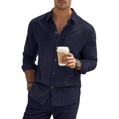 HEARUJOY - Men New Cardigan Single Breasted Shirts Turn Down Collar Casual Shirts Blouses Solid Spliced Button Pockets Loose Spring 2025