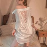 HEARUJOY - Sexy Ice Silk Women's Sleepwear Thin Spring Autumn Summer Dress Boyfriend Style Shirt Outerwear Comfortable Home Clothes
