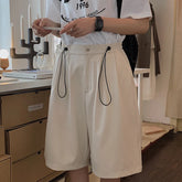 HEARUJOY - New Men's Straight Leg Casual Pants Loose Fit Versatile Korean Sle Trendy Cotton mid Waist Five-Quarter Length