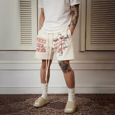 Hearujoy Mens Casual Letter Cross Print Shorts Genderless 2024 New Arrival Fashion Versatile Loose Comfortable Streetwear Shorts Unisex