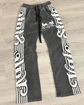 Hearujoy Aesthetic Harajuku letter stripe pattern design straight wide leg baggy pants women 2024 fashion trend versatile couple y2k pant