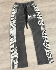 Hearujoy Aesthetic Harajuku letter stripe pattern design straight wide leg baggy pants women 2024 fashion trend versatile couple y2k pant