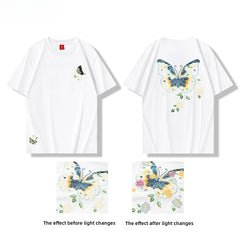 HEARUJOY - Men Embroidery T Shirt Flower Butterfly Graphic T Shirts Women Fashion Streetwear Designer Tees Cotton O Neck High Street