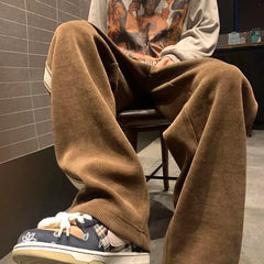 HEARUJOY - Corduroy Pants Men Spring and Summer Loose Straight Wide-leg Sports Pants 2025 New Trendy Men Casual Trousers Thin Section