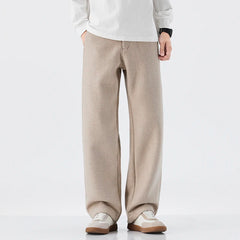 HEARUJOY - New Autumn Japanese Retro Lambswool Casual Suit Pants - Men's Relaxed Straight-Leg Versatile American Streetwear