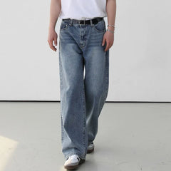 Hearujoy Summer Man's Jeans Korean Zipper Retro Straight Tube Trend Fashion Loose Casual Male Denim Pants Simple 9C5642