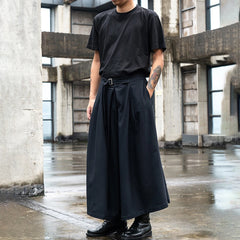 Hearujoy Japan Streetwear Fashion Loose Casual Wide Leg Pant Men Punk Hip Hop Gothic Skirt Pants Black Harem Trousers Genderless Clothes
