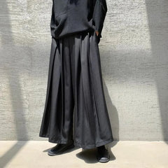HEARUJOY - XS-5XL Mens Culottes Pleated Casual Samurai Pants Hakama Spring Streetwear Fashion Personality Wide Leg Pants Men'S Clothing New