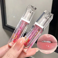 YICKYUE - Clear Hydrating Lip Oil Silicone Head Moisturizing Transparent Plumping Lip Gloss Jelly Glossy Tinted for Lip Care Balm Liquid