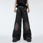 Hearujoy Men's Suit Pants Niche Design Three Dimensional Pleated Mesh Hollow-out Splicing Loose Trousers Wide Leg Fashion 24Y166