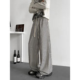 HEARUJOY - Summer Casual Pants Men Oversized Black Striped Pants Men Streetwear Korean Loose Wide Leg Pants Mens Trousers Plus Size 5XL