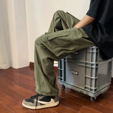 Hearujoy Big Pockets Casual Cargo Pants Men's Vintage Hip-hop Pants Fashion Loose Straight Wide Leg Pants Men Streetwear Trousers Male