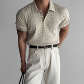 HEARUJOY - Men's Knitted Short-Sleeved Polo Shirt American Retro Fashion Trend Casual Simple Loose Breathable Niche Summer New Men's Tops