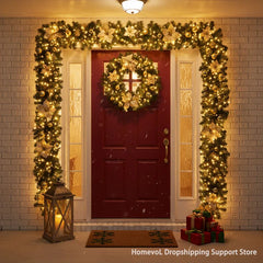 YICKYUE - Christmas LED Rattan Garland Decorative New Year Christmas Garland Artificial Xmas Tree Rattan Banner Decoration Wreath